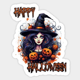 Spooky Witch Happy Halloween Sticker